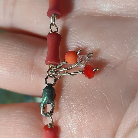 Bracelet,red coral,925 silver - Picture 2 of 5